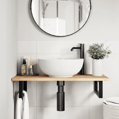Ripiano a Parete per Lavabo in Acciaio e Massello di Acacia | homemem39