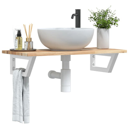 Ripiano a Parete per Lavabo in Acciaio e Massello di Acacia | homemem39