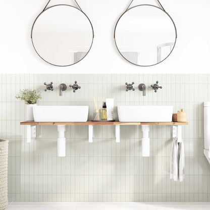 Ripiano a Parete per Lavabo in Acciaio e Massello di Acacia | homemem39