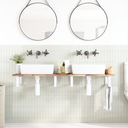 Ripiano a Parete per Lavabo in Acciaio e Massello di Acacia | homemem39