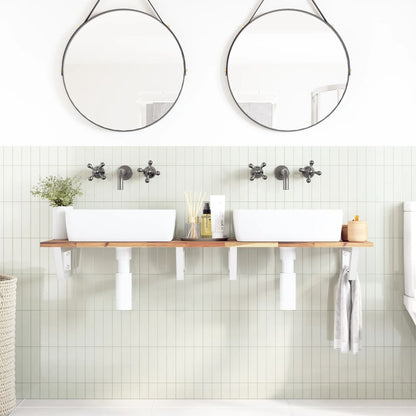 Ripiano a Parete per Lavabo in Acciaio e Massello di Acacia | homemem39