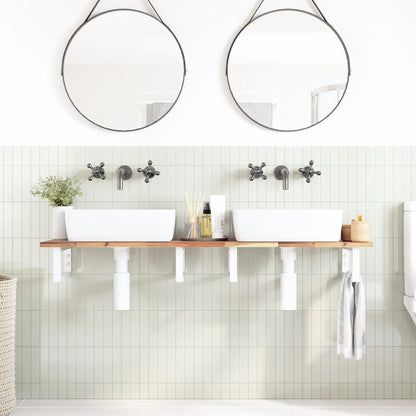 Ripiano a Parete per Lavabo in Acciaio e Massello di Acacia | homemem39