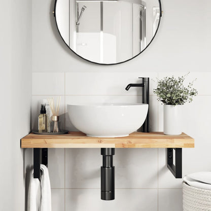Ripiano a Parete per Lavabo in Acciaio e Massello di Acacia | homemem39