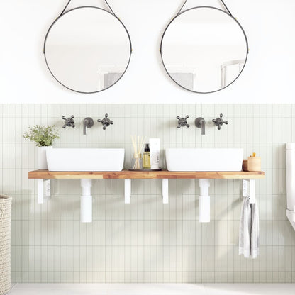 Ripiano a Parete per Lavabo in Acciaio e Massello di Acacia | homemem39