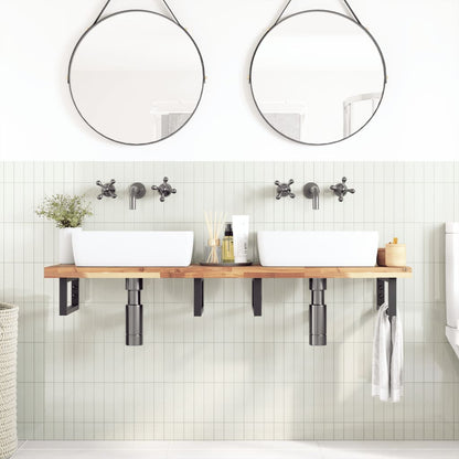 Ripiano a Parete per Lavabo in Acciaio e Massello di Acacia | homemem39