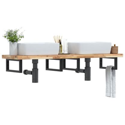 Ripiano a Parete per Lavabo in Acciaio e Massello di Acacia | homemem39