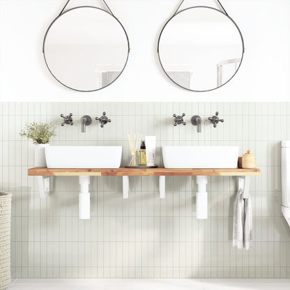 Ripiano a Parete per Lavabo in Acciaio e Massello di Acacia | homemem39