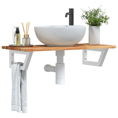 Ripiano a Parete per Lavabo in Acciaio e Massello di Acacia | homemem39