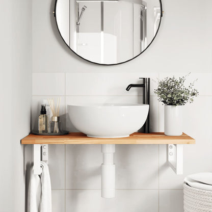 Ripiano a Parete per Lavabo in Acciaio e Massello di Acacia | homemem39