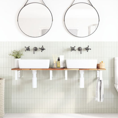 Ripiano a Parete per Lavabo in Acciaio e Massello di Acacia | homemem39