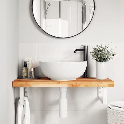Ripiano a Parete per Lavabo in Acciaio e Massello di Acacia | homemem39