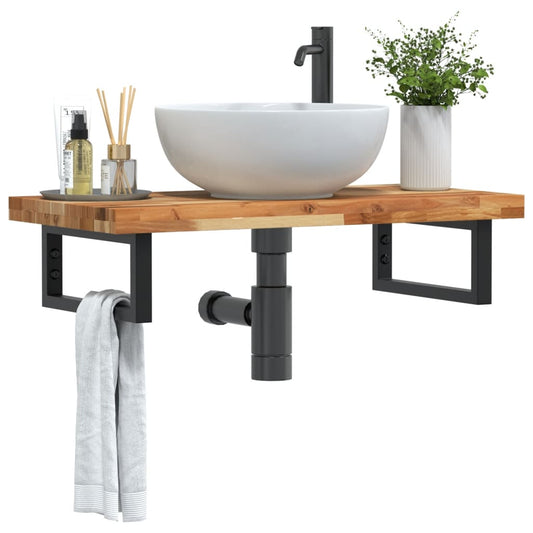 Ripiano a Parete per Lavabo in Acciaio e Massello di Acacia | homemem39
