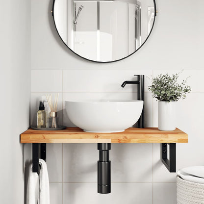 Ripiano a Parete per Lavabo in Acciaio e Massello di Acacia | homemem39