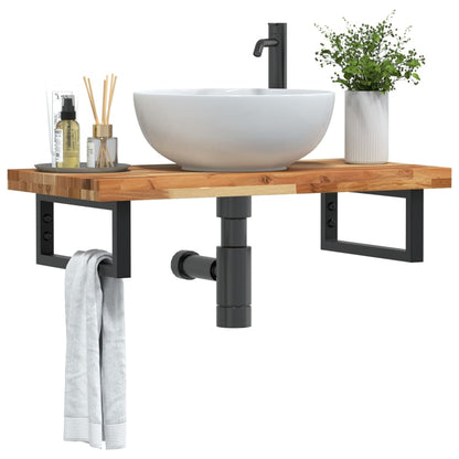 Ripiano a Parete per Lavabo in Acciaio e Massello di Acacia | homemem39
