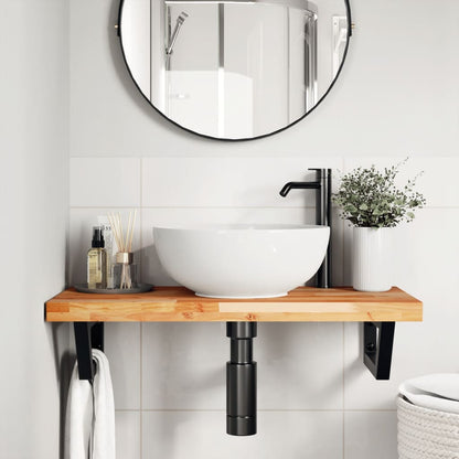 Ripiano a Parete per Lavabo in Acciaio e Massello di Acacia | homemem39