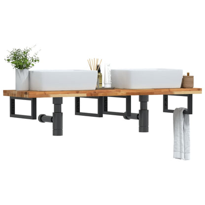 Ripiano a Parete per Lavabo in Acciaio e Massello di Acacia | homemem39