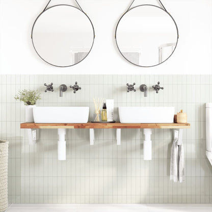 Ripiano a Parete per Lavabo in Acciaio e Massello di Acacia | homemem39
