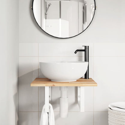 Ripiano a Parete per Lavabo in Acciaio e Massello di Acacia | homemem39
