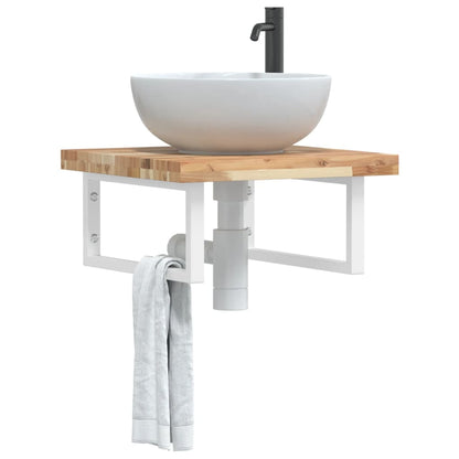 Ripiano a Parete per Lavabo in Acciaio e Massello di Acacia | homemem39