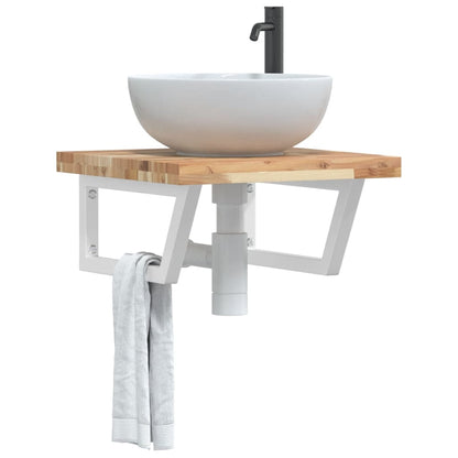 Ripiano a Parete per Lavabo in Acciaio e Massello di Acacia | homemem39