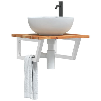 Ripiano a Parete per Lavabo in Acciaio e Massello di Acacia | homemem39