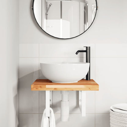 Ripiano a Parete per Lavabo in Acciaio e Massello di Acacia | homemem39