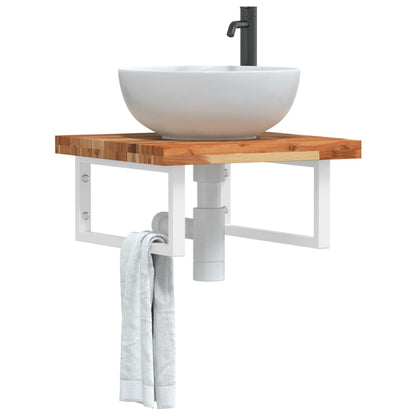 Ripiano a Parete per Lavabo in Acciaio e Massello di Acacia | homemem39