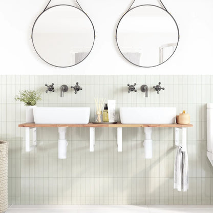 Ripiano a Parete per Lavabo in Acciaio e Massello di Acacia | homemem39