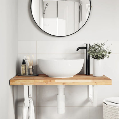 Ripiano a Parete per Lavabo in Acciaio e Massello di Acacia | homemem39