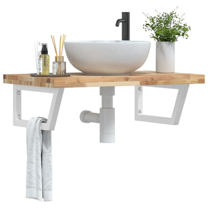 Ripiano a Parete per Lavabo in Acciaio e Massello di Acacia | homemem39