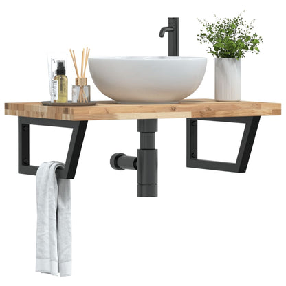 Ripiano a Parete per Lavabo in Acciaio e Massello di Acacia | homemem39