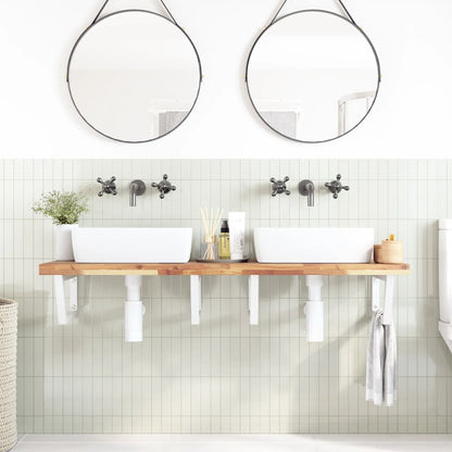 Ripiano a Parete per Lavabo in Acciaio e Massello di Acacia | homemem39
