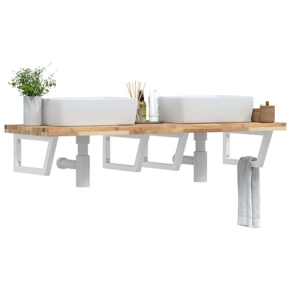 Ripiano a Parete per Lavabo in Acciaio e Massello di Acacia | homemem39