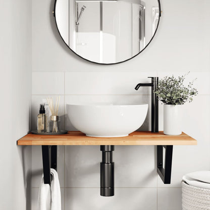 Ripiano a Parete per Lavabo in Acciaio e Massello di Acacia | homemem39