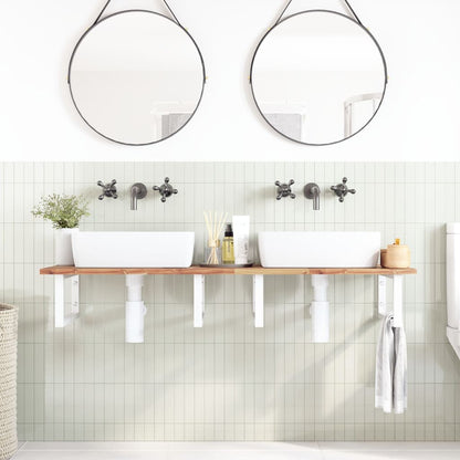 Ripiano a Parete per Lavabo in Acciaio e Massello di Acacia | homemem39