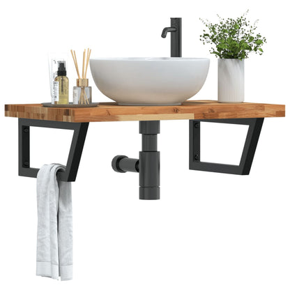Ripiano a Parete per Lavabo in Acciaio e Massello di Acacia | homemem39