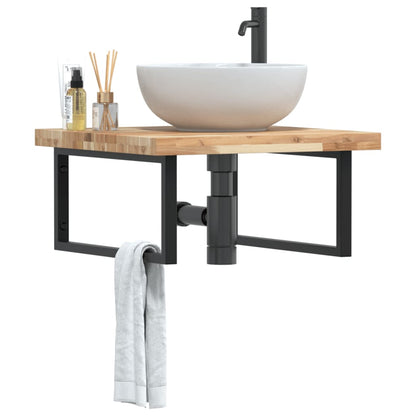 Ripiano a Parete per Lavabo in Acciaio e Massello di Acacia | homemem39
