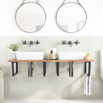 Ripiano a Parete per Lavabo in Acciaio e Massello di Acacia | homemem39