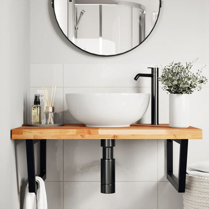 Ripiano a Parete per Lavabo in Acciaio e Massello di Acacia | homemem39