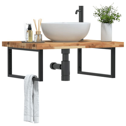 Ripiano a Parete per Lavabo in Acciaio e Massello di Acacia | homemem39