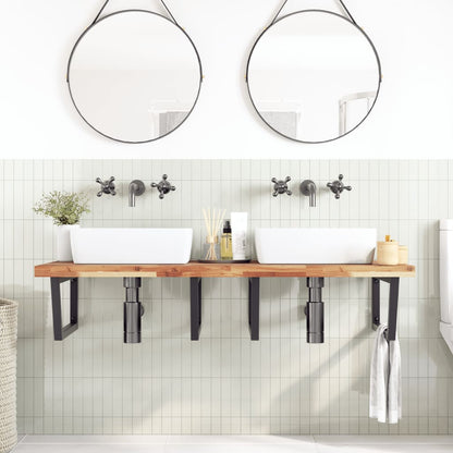 Ripiano a Parete per Lavabo in Acciaio e Massello di Acacia | homemem39