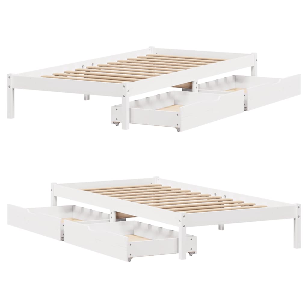 Letto senza Materasso Bianco 75x190 in Legno Massello di Pino - homemem39