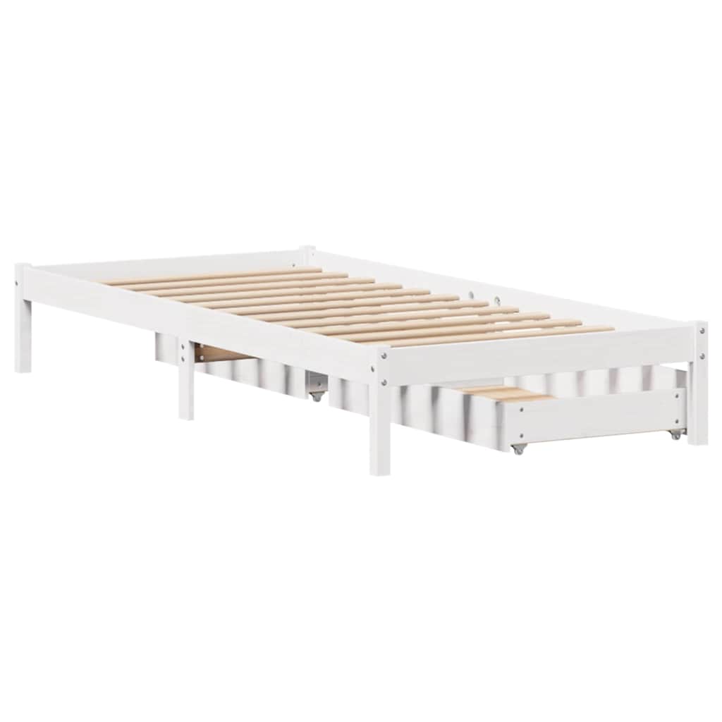 Letto senza Materasso Bianco 90x190 cm in Legno Massello Pino