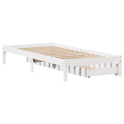 Letto senza Materasso Bianco 90x190 cm in Legno Massello Pino