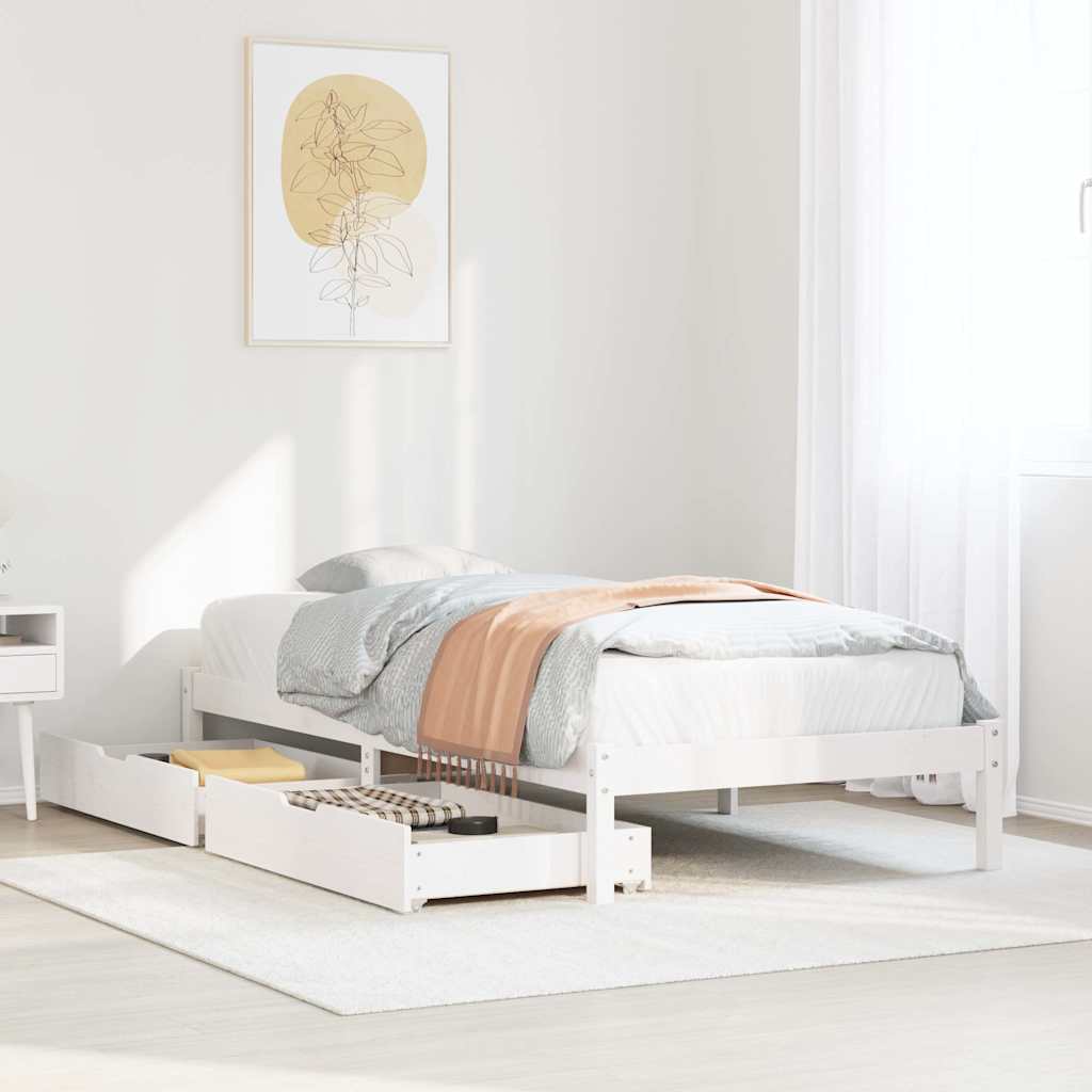 Letto senza Materasso Bianco 90x190 cm in Legno Massello Pino | homemem39