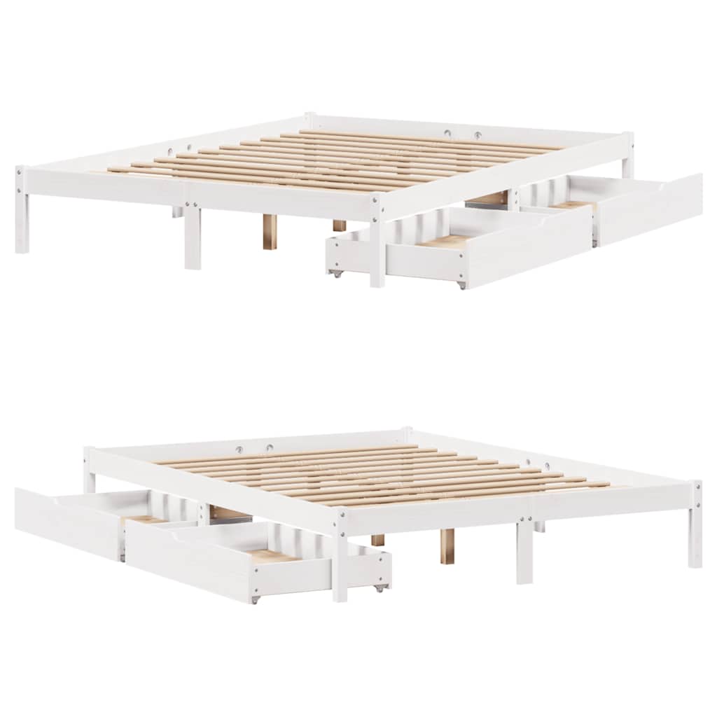 Letto senza Materasso Bianco 120x190 cm Legno Massello di Pino