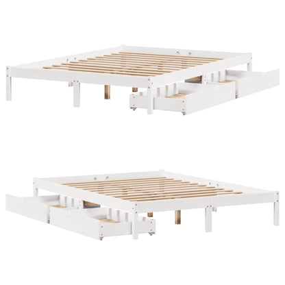 Letto senza Materasso Bianco 120x190 cm Legno Massello di Pino