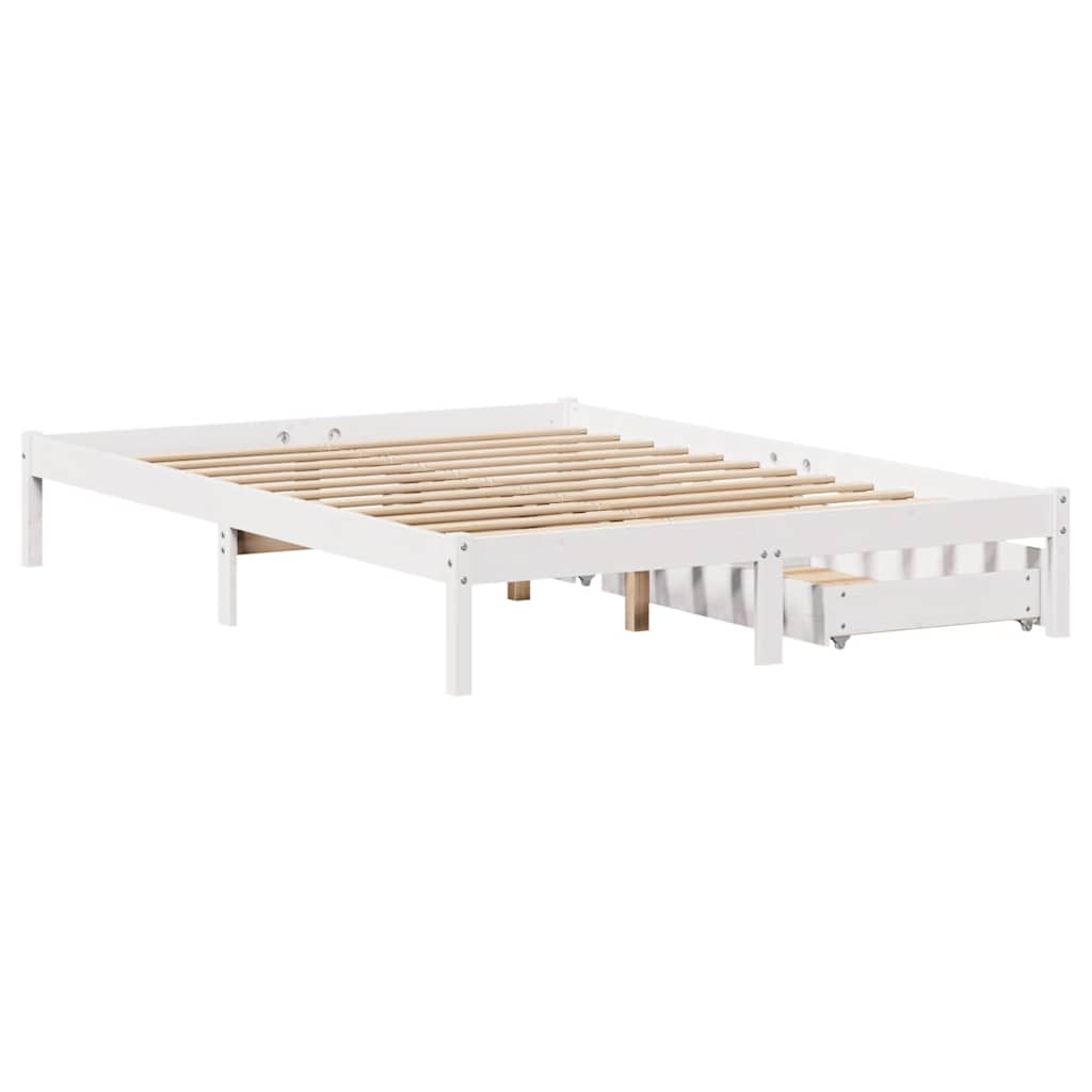 Letto senza Materasso Bianco 135x190 cm Legno Massello di Pino | homemem39