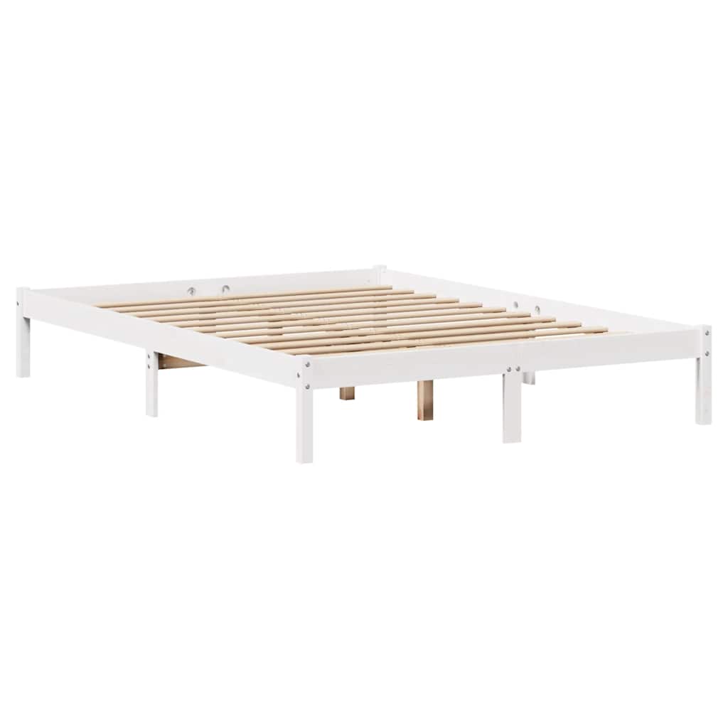 Letto senza Materasso Bianco 135x190 cm Legno Massello di Pino | homemem39