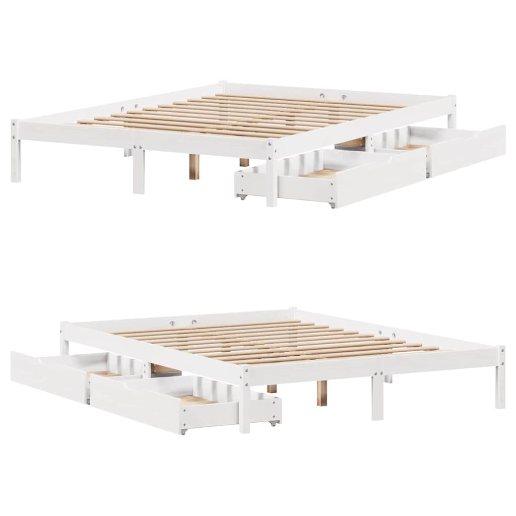 Letto senza Materasso Bianco 135x190 cm Legno Massello di Pino | homemem39